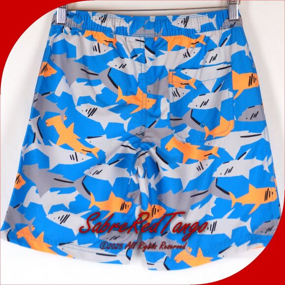 NWT Hanna Andersson Swim Trunks Swimsuit Swimming Sharks Equator Blue 150 12 - Picture 2 of 5